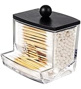 SheeChung 10 Oz Acrylic Qtip Holder Dispenser for Cotton Swabs, Clear Plastic Containers Apotheca...