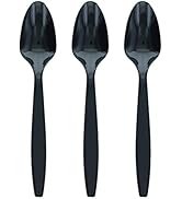 Amcrate Black Disposable Medium Weight Plastic Spoons - Ideal for Weddings, Party’s, Birthdays, D...
