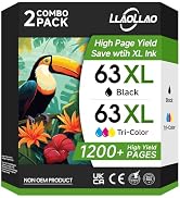 LLAOLLAO 63XL Ink Cartridge Replacement for HP Ink 63 63XL Black and Color Ink Cartridge OfficeJe...