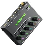LiNKFOR 4 Channel Stereo Audio Mixer CX400 Metal Shell Support RCA Input and Output Mini Passive ...