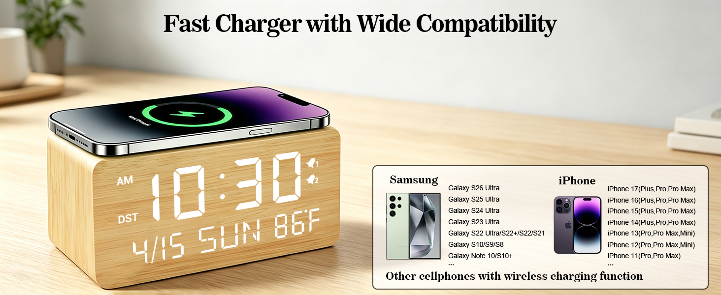 wireless charging clock