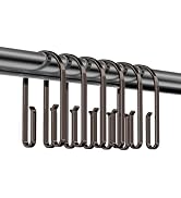 Bronze Shower Curtain Hooks Rings,Double Sided Shower Curtain Hooks Rust Proof,12 pcs Shower Hook...