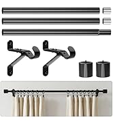 Curtain Rods for Windows 32-58 Inch, 1 Inch Heavy Duty Adjustable Drapery Pole, Matte Black Metal...