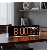 45MinST 7-Inch LED Digital Alarm Clock with Bottom Glow Light|Displays Time, Date, Day, Temperatu...