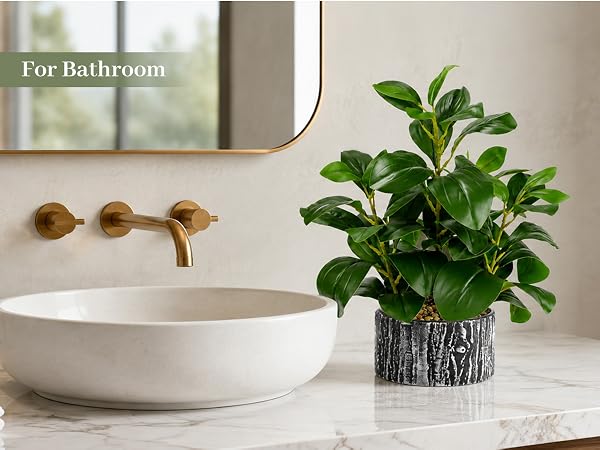 artificial green potted plant bathroom vanity decor