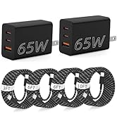 3 Port 65W Super Fast Charger Type C for iPhone,Multiple Charging Port Quick Charging 3.0 USB C B...