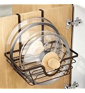 TIDIIABODE Pot Lid Organizer, Adjustable Kitchen Pot Lid Holder Inside Cabinet, Kitchen Cabinet O...