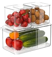 iPEGTOP Fridge Produce Saver Food Storage Bin Containers, Stackable Refrigerator Freezer Organize...