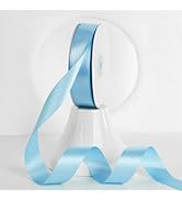 MEEDEE Blue Ribbon 1 Inch Light Blue Satin Ribbon Lux Double Faced Satin Ribbons by 50 Yards Poly...