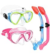 2 Sets Snorkeling Gear for Kids, Kids Snorkel Set for Ages 6-14, Dry Top Snorkel Mask Set for You...