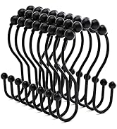 Bathway Shower Curtain Hooks Shower Curtain Rings Black Shower Curtain Hooks RustProof Smooth Met...