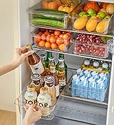 MineSign 2Pack Roll Out Fridge Caddy Pull Out Drawer Storage Bins with Wheels Refrigerator Organi...