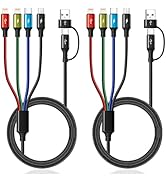 6 in 1 Multi Charging Cable, 2Pack 10Ft USBC Multi Chargers for All Devices Braided USB A/C to Li...