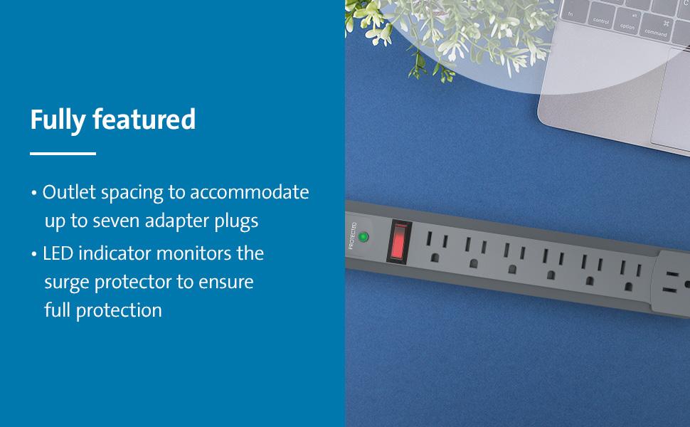 Kensington Guardian 7-Outlet, 6-Foot Cord, 540 Joules Premium Surge Protector (K38217NA)