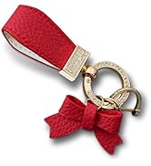 Polcatay Leather Car Bow Keychain, Bling Rhinestone Keychain Decoration, Universal Car Pendant Ke...