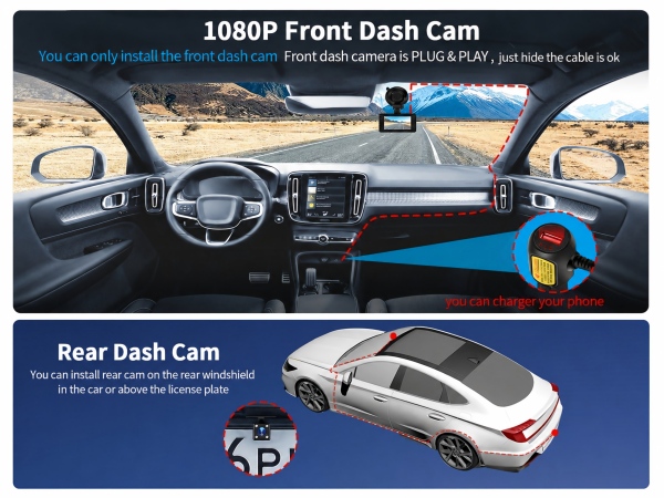 dashcam front and rear camera