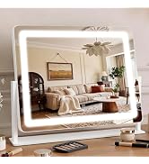Bearolve Vanity Mirror with Lights 22"×17", Large LED Makeup Mirror with Light, Smart Touch with ...