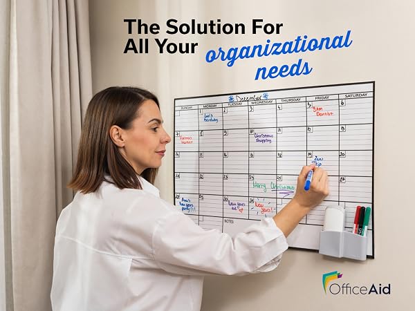 Large OfficeAid dry erase wall calendar for organizing schedules, planning tasks, and managing days