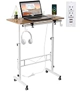 SIDUCAL Small Standing Desk with Charging Station, Portable Stand Up Desk for Walking Pad & Tread...