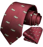 HISDERN Ties for Men Classic Animal Tie and Pocket Square Set Jacquard Woven Silk Neckties Handke...