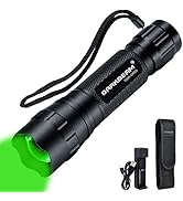 DARKBEAM Green Light Flashlight Tactical LED USB Rechargeable Zoom Flood/Spot Light, Portable Min...