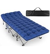 ZENPETIO Oversized XXL Folding Camping Cot, Heavy Duty Sleeping Cot for Adults with Mattress and ...