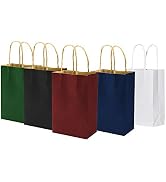 100 Pack Multicolor Small Color Gift Bags with Handles Bulk, 5.25x3.25x8 inch White/Black/Green/B...