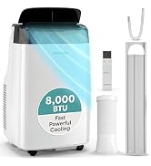 SereneLife Portable Air Conditioner, With Dual Motor, Dehumidifier & Fan | 8,000 BTU AC With Temp...