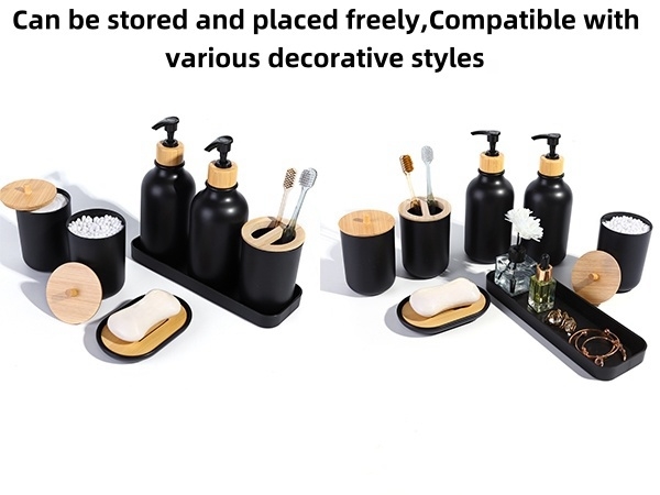 Black Bathroom Accessories Set 7 Pcs