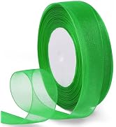 HimBen Green Sheer Organza Ribbon, 1 Inch 50 Yard Chiffon Ribbon 1 Roll for Gift Wrapping, Flower...