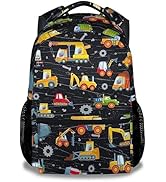 GIHSWE Construction Preschool Backpack for Boys, 16" Truck Excavator Backpacks for Children Boys ...