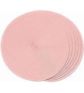 FunWheat Round Braided Placemats Set of 6 Place Mats for Dining Tables Woven Washable Non-Slip Ta...