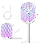 YISSVIC Electric Fly Swatter Foldable Bug Zapper Racket 2 in 1 Mosquito Killer with Purple Attrac...