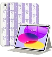 Supveco Case for iPad (A16) 11" & iPad 10th Generation 10.9",Lilac Striped | Premium Folio Stand ...