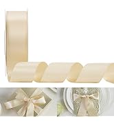 HUIHUANG Champagne Ribbon Satin Double Face 1.5 inch Wide Satin Ribbon 50 Yards Silk Satin Ribbon...