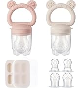 2 Pack Silicone Baby Fruit Feeder with Mini Freezer Tray, Breastmilk Popsicle Molds for Baby Teet...