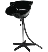Height Adjustable Portable Salon Deep Shampoo Basin Sink Hair Treatment Bowl with Drain Hose- Black