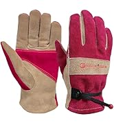 AOUCHI Leather Gardening Gloves for Women - Working Gloves for TIG/MIG Welding, Construction, Far...