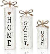 Smile Rustic Wooden Block Decor Set, Home Sweet Home Heart House Tiered Tray Tabletop Blocks for ...