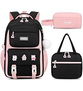 PIG PIG GIRL Girls Backpack, Kids Backpack for Girls with Anti-theft Back Pocket, Lightweight Sch...