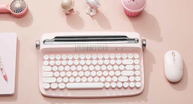 YUNZII ACTTO B303 Wireless Typewriter Keyboard, Retro Bluetooth Aesthetic Keyboard