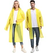 Rain Ponchos for Adults Reusable - Borogo 2Pcs Raincoats Emergency Survival with Hoods and Sleeve...
