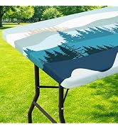 Moosfor Printed Spandex 6FT Table Cloth, Elastic Fitted Tablecloth | Rectangle Patterned Table Co...
