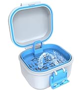 BVN Leak-Proof Denture Case, Denture Cup for Soaking Dentures, Retainer Cleaning Case Bule and Wh...