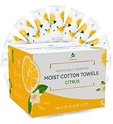 30 Citrus Moist Towelettes Individually Wrapped – Scented Disposable Face & Hand Towels 9'' x 9