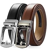 CHAOREN Men's Leather Ratchet Belt Pack of Two - Black, One Size - Adjustable, Scratch Resistant,...