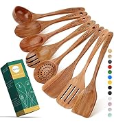 Wood Spoons for Cooking,Nonstick Kitchen Utensil Set,Wooden Spoons Cooking Utensil Set Non Scratc...