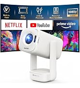 Aurzen D1 air Smart Portable Projector with WiFi and Bluetooth, USB-C Powered, Easy Auto Setup, 1...
