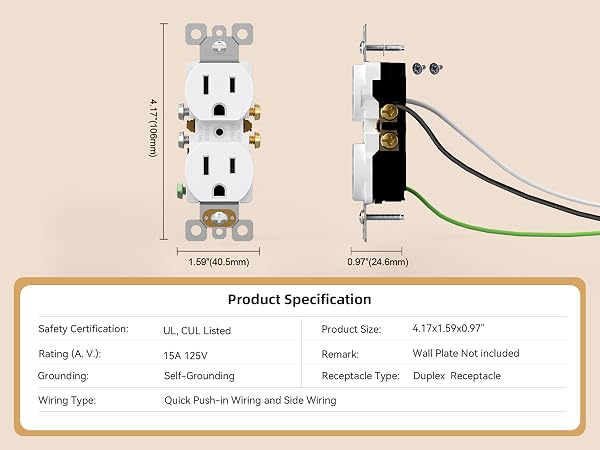 AIDA RESIDENTIAL GRADE 15A DUPLEX OUTLET