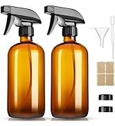GIVAMEIHF 16oz Amber Glass Spray Bottles,2 Pack Glass Spray Bottles Refillable Empty Bottle with ...